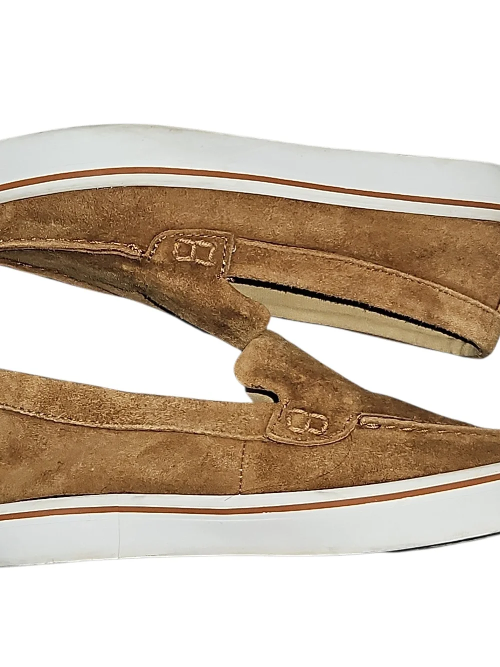 Janie and Jack Kids Chestnut Suede Slip-On Loafers with White Sole Size 12